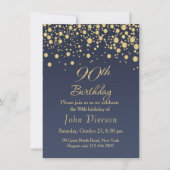Golden confetti 90th Birthday Party Invitation Kaart (Voorkant)