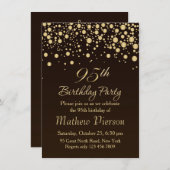 Golden confetti 95th Birthday Party Invitation Kaart (Voorkant / Achterkant)