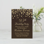 Golden confetti 95th Birthday Party Invitation Kaart (Staand voorkant)