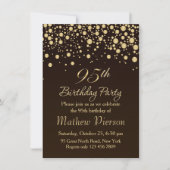 Golden confetti 95th Birthday Party Invitation Kaart (Voorkant)