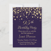 Golden confetti 95th Birthday Party Invitation Kaart (Voorkant)