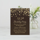 Golden confetti 95th Birthday Party Invitation Kaart (Staand voorkant)