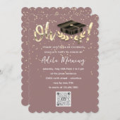 Golden Confetti Afstuderen partij QR Code Roos Kaart (Voorkant / Achterkant)