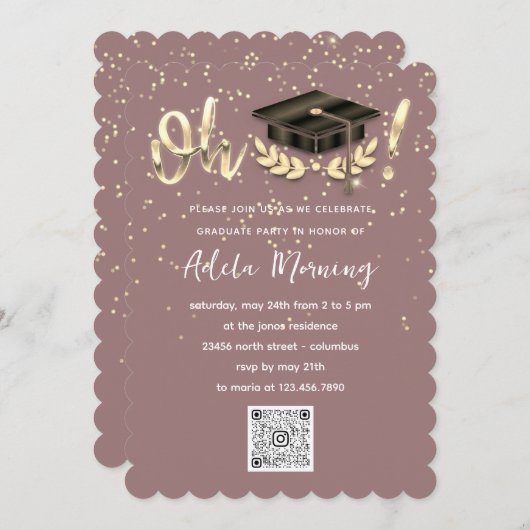 Golden Confetti Afstuderen partij QR Code Roos Kaart (Voorkant / Achterkant)