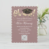 Golden Confetti Afstuderen partij QR Code Roos Kaart (Staand voorkant)