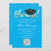 Golden Confetti Afstuderen QR-code Blauw Kaart (Voorkant / Achterkant)