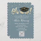 Golden Confetti Afstuderen QR-code Blauwgroen Kaart (Voorkant / Achterkant)