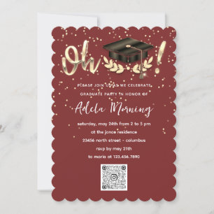 Golden Confetti Afstuderen QR-code Burgundy Kaart