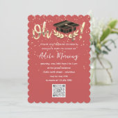 Golden Confetti Afstuderen QR-code Koraal Kaart (Staand voorkant)