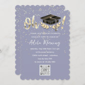 Golden Confetti Afstuderen QR-code rokerblauw Kaart (Voorkant / Achterkant)