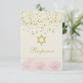 Golden confetti Bat Mitzvah Reply Card RSVP Kaartje (Staand voorkant)