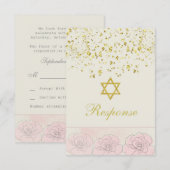 Golden confetti Bat Mitzvah Reply Card RSVP Kaartje (Voorkant / Achterkant)
