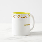 Golden Confetti en persoonlijke tekst op wit Tweekleurige Koffiemok (Voorkant rechts)