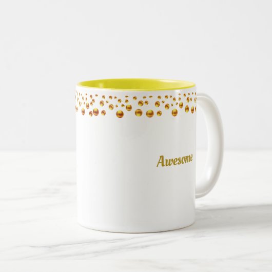 Golden Confetti en persoonlijke tekst op wit Tweekleurige Koffiemok (Voorkant rechts)