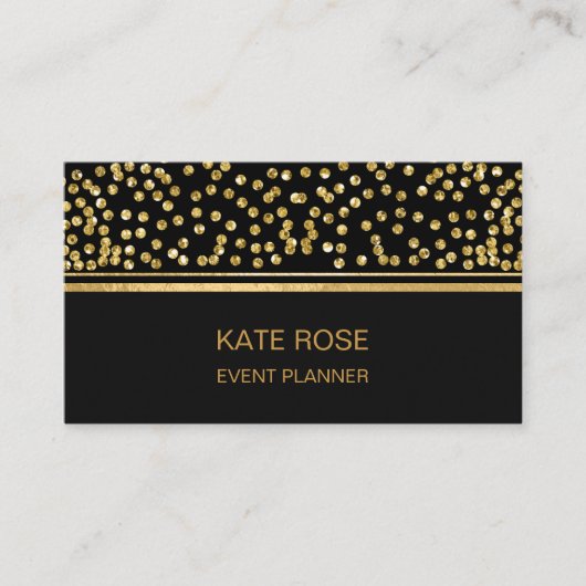Golden Confetti Glam Golden Black Vip Visitekaartje (Voorkant)