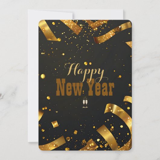 Golden Confetti Glitter Explosion Nieuwjaarskaart Kaart (Voorkant)