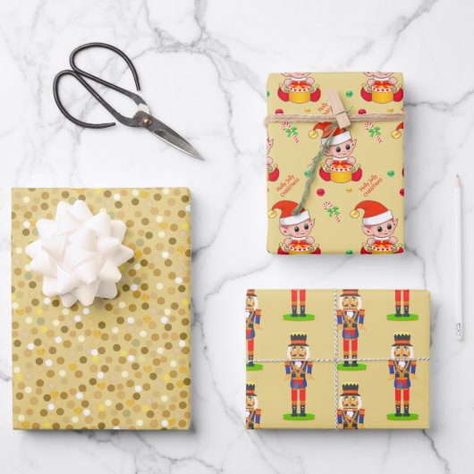 Golden Confetti, kerstmis, Nutcracker Inpakpapier Vel (Voorkant)