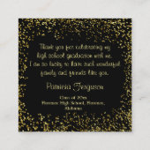Golden confetti, mortar, diploma Afstuderen Informatiekaartje (Achterkant)