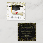 Golden confetti, mortar, diploma Afstuderen Informatiekaartje (Voorkant / Achterkant)