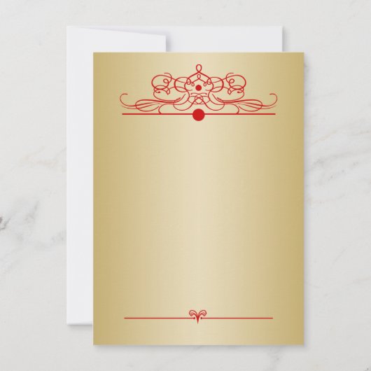 Golden confetti on red 50th Birthday Invitation Kaart (Achterkant)