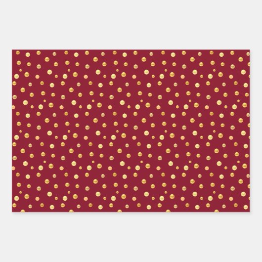 Golden Confetti op Golden, Bourgogne en White Inpakpapier Vel (Voorkant 2)