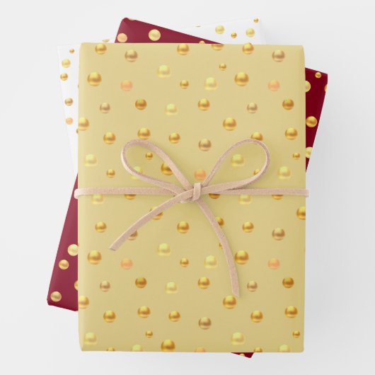 Golden Confetti op Golden, Bourgogne en White Inpakpapier Vel (In situ)