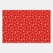 Golden Confetti op Golden, Green & Red Inpakpapier Vel (Voorkant)