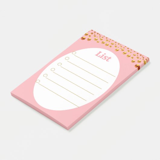 Golden Confetti op roze Post-it® Notes (Schuin)