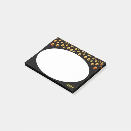 Golden Confetti op zwart en wit Post_It Notes (Schuin)