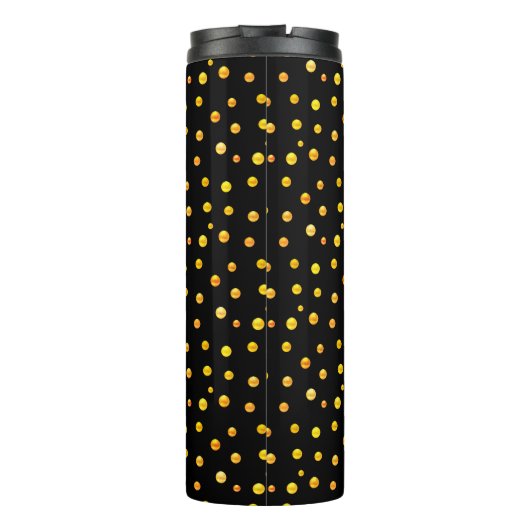 Golden Confetti op zwart Thermosbeker (Achterkant)