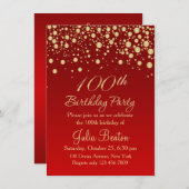 Golden confetti over de uitnodiging van 100e verja (Voorkant / Achterkant)