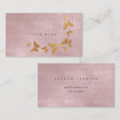 Golden Confetti Powder Pink Butterfly Vip Visitekaartje (Voorkant / Achterkant)