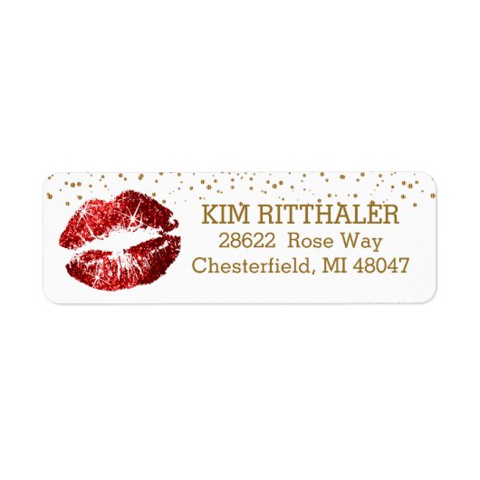 Golden Confetti & Red Lips - Adres Etiket (Voorkant)