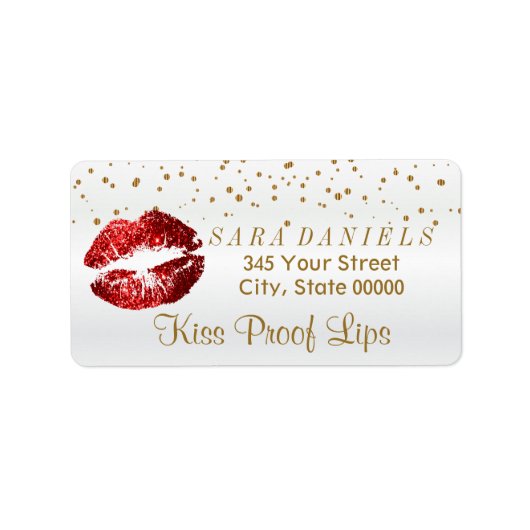 Golden Confetti & Rode Glitter Lips Etiket (Voorkant)
