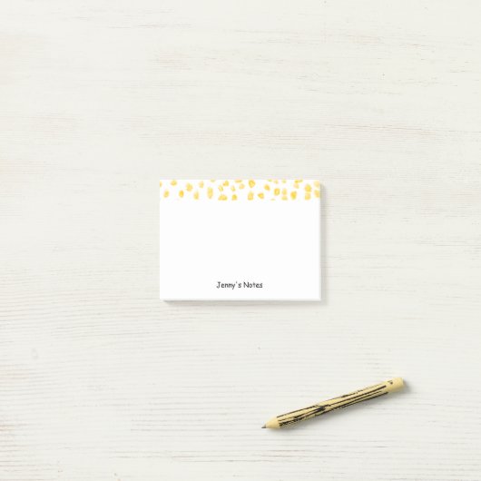 Golden Confetti Stippen Pattern Chic Custom Name Post-it® Notes (Op bureau)