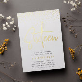 Golden Confetti Sweet Sixteen Birthday Party Folie Uitnodiging