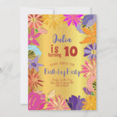 Golden contour bloemen Birthday Kaart (Voorkant)