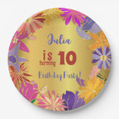 Golden contour bloemen Birthday Papieren Bordje (Voorkant)