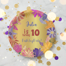 Golden contour bloemen Birthday