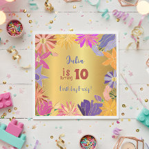 Golden contour bloemen Birthday