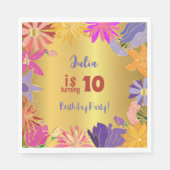 Golden contour bloemen Birthday Servet (Voorkant)