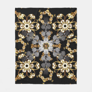 Golden contourdecor. Oosterse stijlelement Fleece Deken