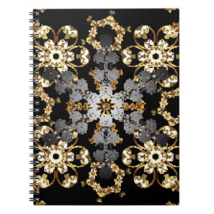 Golden contourdecor. Oosterse stijlelement Notitieboek