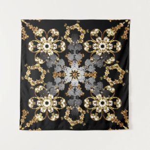 Golden contourdecor. Oosterse stijlelement Wandkleed