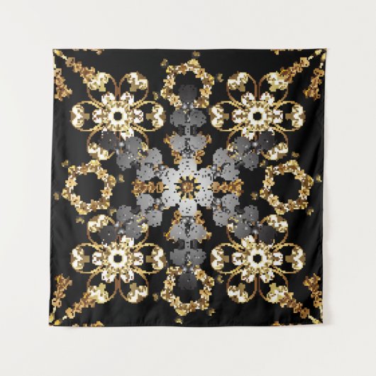 Golden contourdecor. Oosterse stijlelement Wandkleed (Voorkant)