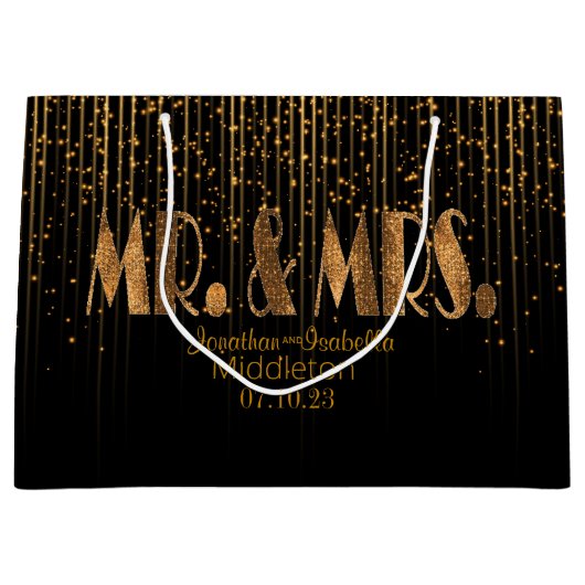 Golden Copper Star Shower en Black Groot Cadeauzakje (Voorkant)