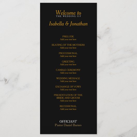 Golden Copper Star Shower Wedding Programme Programmakaart (Achterkant)