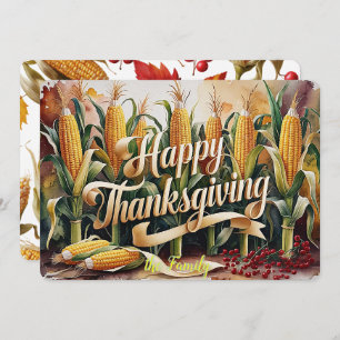 Golden Corn & Thanksgiving Cheer Feestdagenkaart