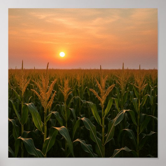 Golden Cornfield Sunset Achtergrond Poster (Voorkant)