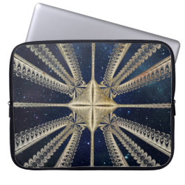 Golden Cosmic Chains Fractal laptophoes Laptop Sleeve